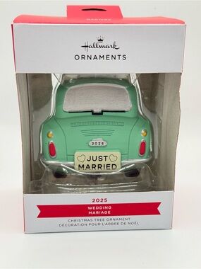 Hallmark Mint Green Wedding Car Ornament New In Box 2025 Just Married new in box